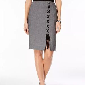 Nine West Lace-Up Pencil Skirt Grey/Black Women’s Size 8